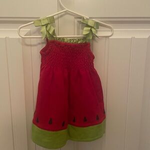 Watermelon Dress with Green Straps
